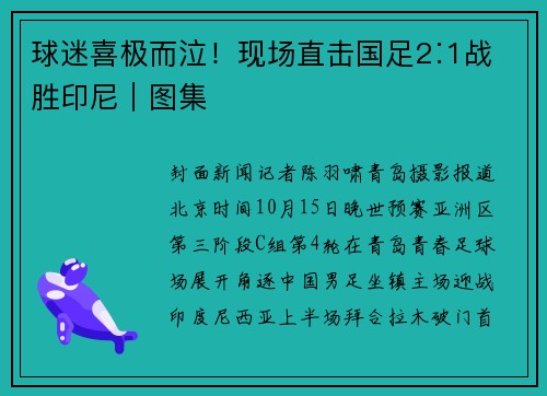 球迷喜极而泣！现场直击国足2∶1战胜印尼｜图集